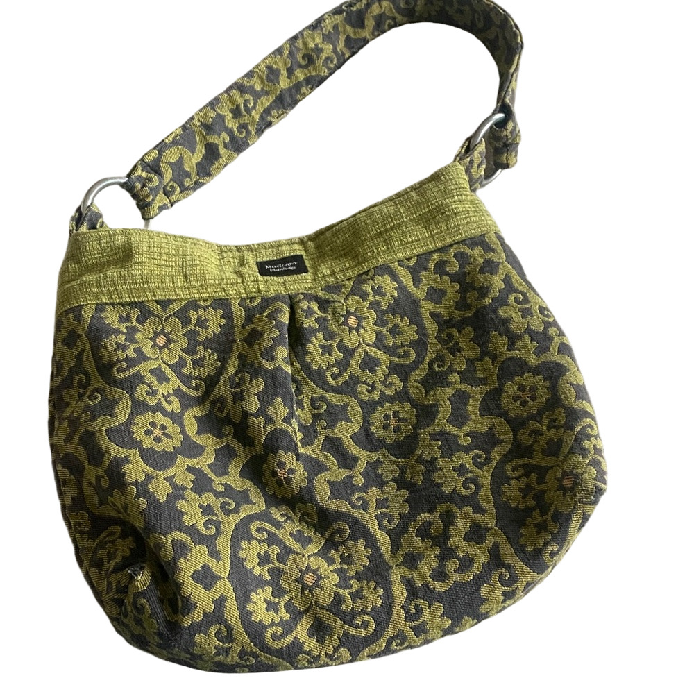 Madison Olive Gray Patterned Hobo Bag Boho Chic Slouchy Shoulder Bag